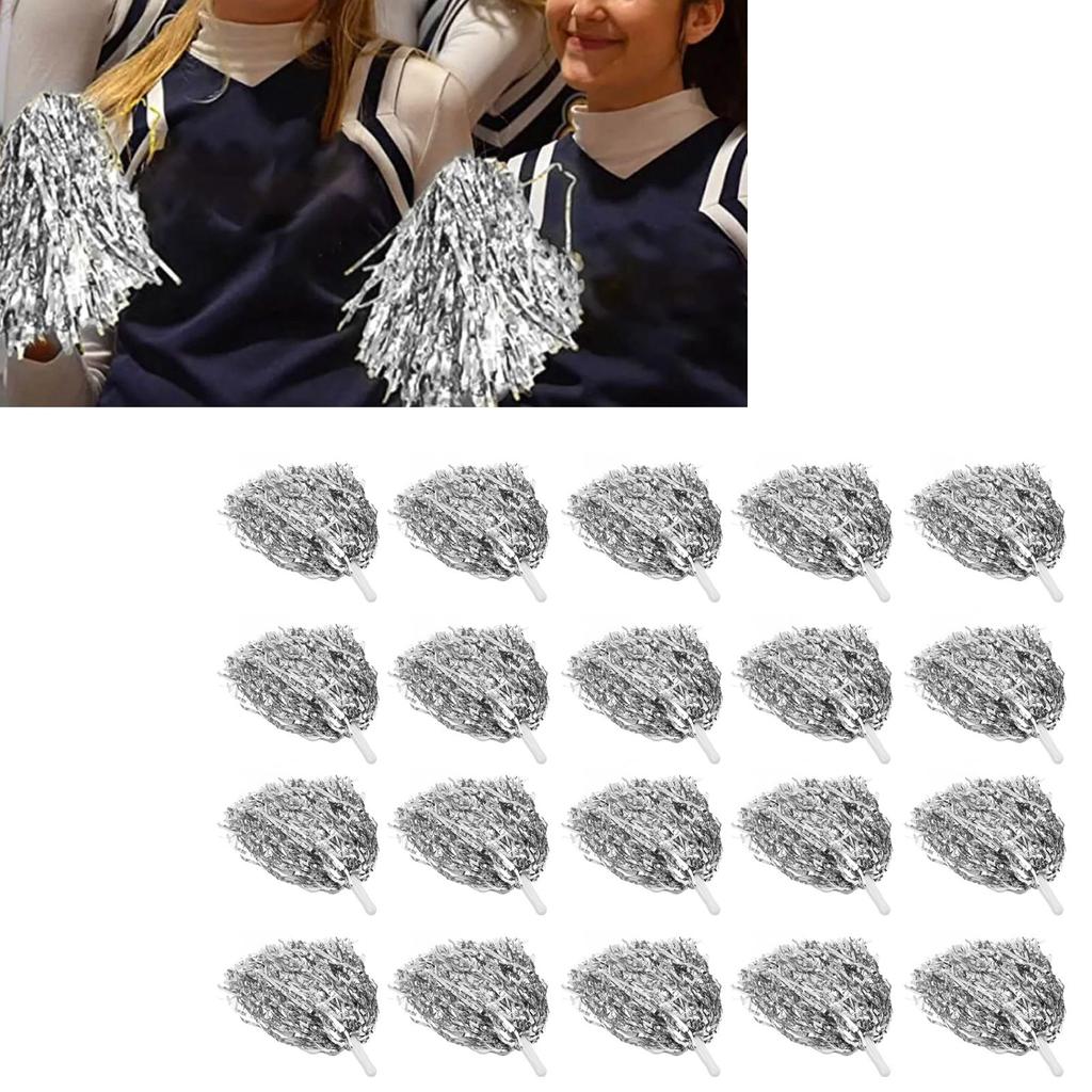 20Pcs Che Ing Squad Hand 3.3in Handle Pure Color PET Che Ing Pompoms for Sports Party Stage Show