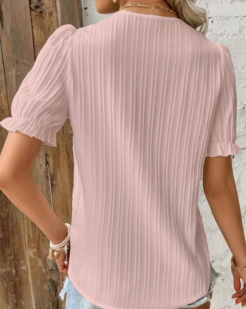 Sommerurlaub Mode Kurzarm Hohl Damen Shirt