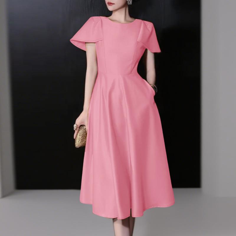 

ZANZEA Женское повседневное летнее платье с круглым вырезом и коротким рукавом 5XL розовый