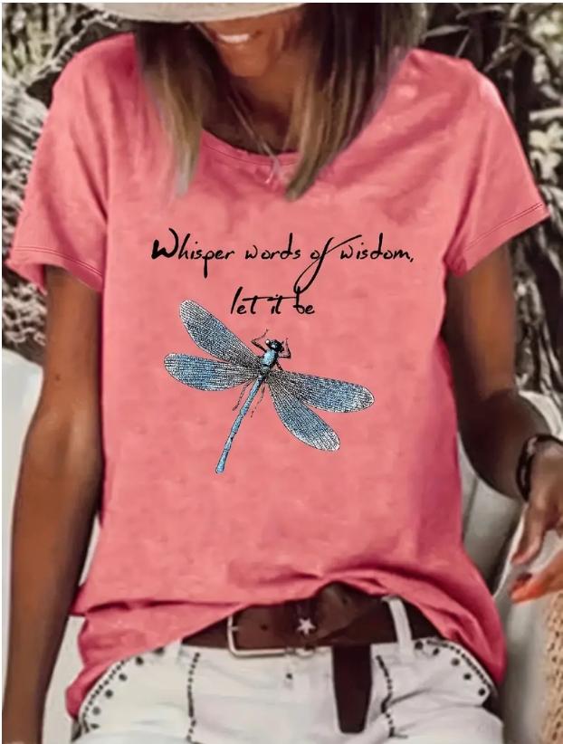 

Модная женская упрощенная трехмерная футболка с принтом стрекозы и буквами, забавная повседневная футболка с круглым вырезом и короткими рукавами, летняя женская футболка 8XL красный
