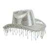 Glitter Party Hat Encrusted with Mirrored and Tassels for Women Party Wear Festival Holiday Bridal Hat Props