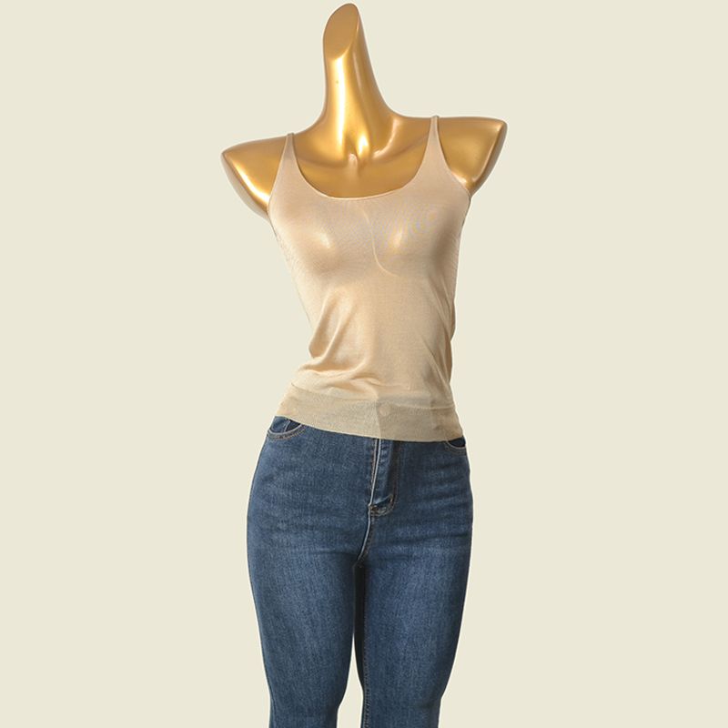 Silkworm Baby Feel Comfortable Inner Vest Fashion Wind Light Luxury Silk Slip Double V Neck Summer Normcore Sling Tops