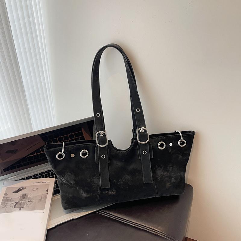 Hollow Rivet Belt Buckle Underarm Shoulder Bag Large Capacity Designer Women Tote Bag Trendy Commuter Top Handle Handbag
