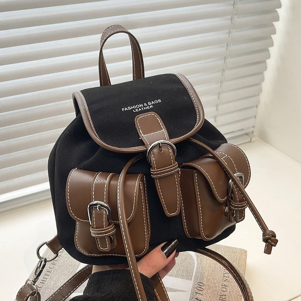 Autumn and Winter Retro Suede Backpack for Work and Commuting, Versatile Women's Travel Backpack, College Student School Bag,