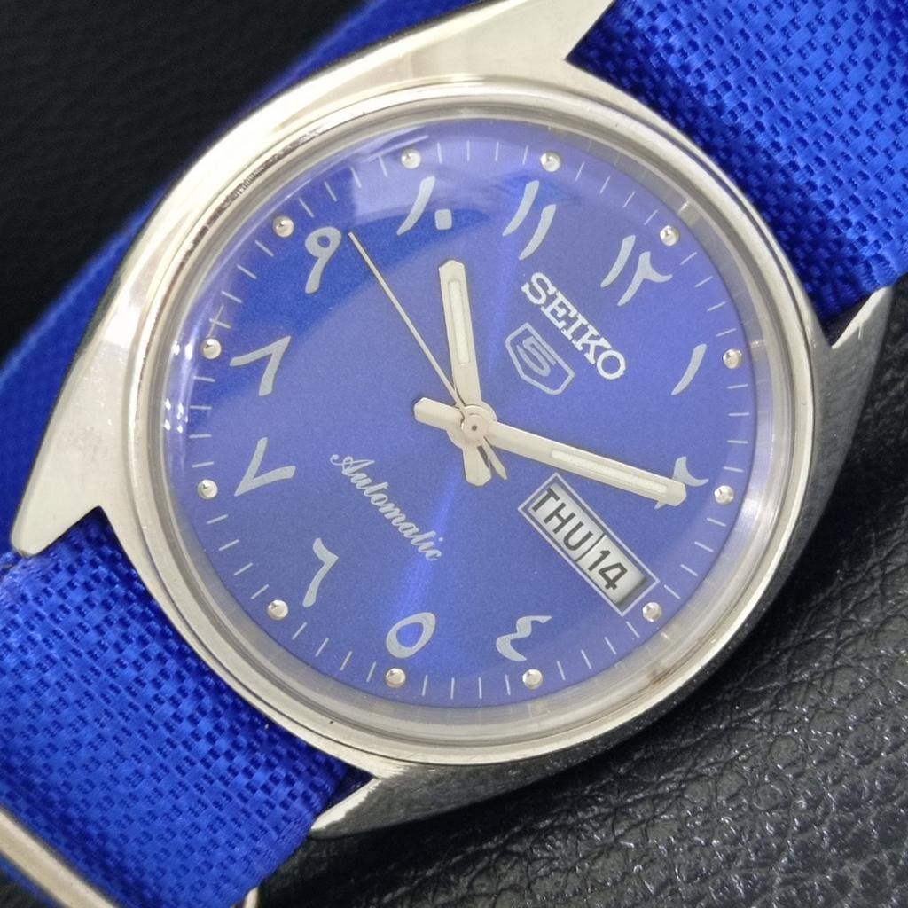 

SEIKO 5 AUTOMATIC JAPAN MENS 6309A VINTAGE ARABIC BLUE DIAL WATCH a702438-5 R124-a702438