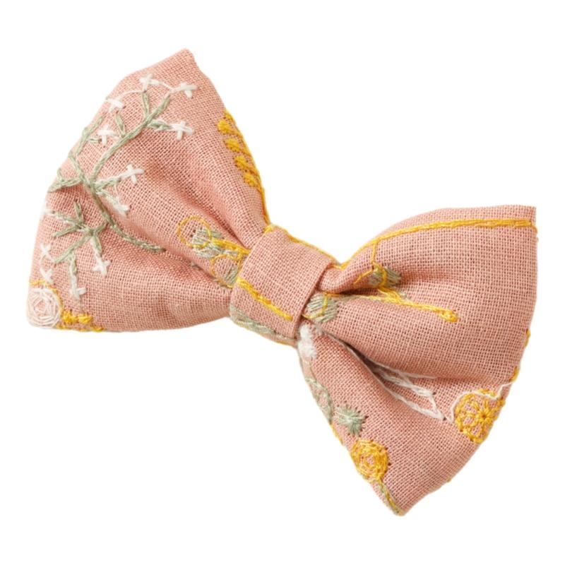 Bowtie Hair Clip Bows Cottagecore Sweet Bows Flat Clip Embroidery Hairpin Bows Elegant Hair Clip for Bunches розовый