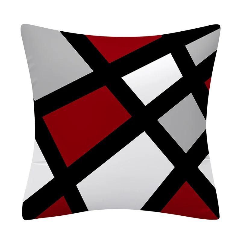 Geometric Red and Black Wave Decorative Pillowcase Car Ornaments Office Living Room Sofa Home Pillowcase