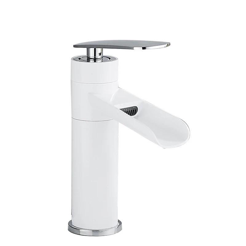 Antique Basin Faucets Waterfall Faucet Bathroom Black Sink Taps Single Lever Hot and Cold Water Mixer Taps Black White