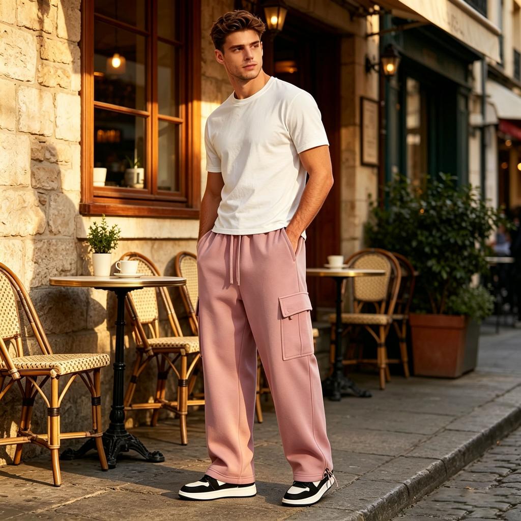 Men's Casual Cargo Pants with Multiple Pockets Loose Fit for Everyday Wear