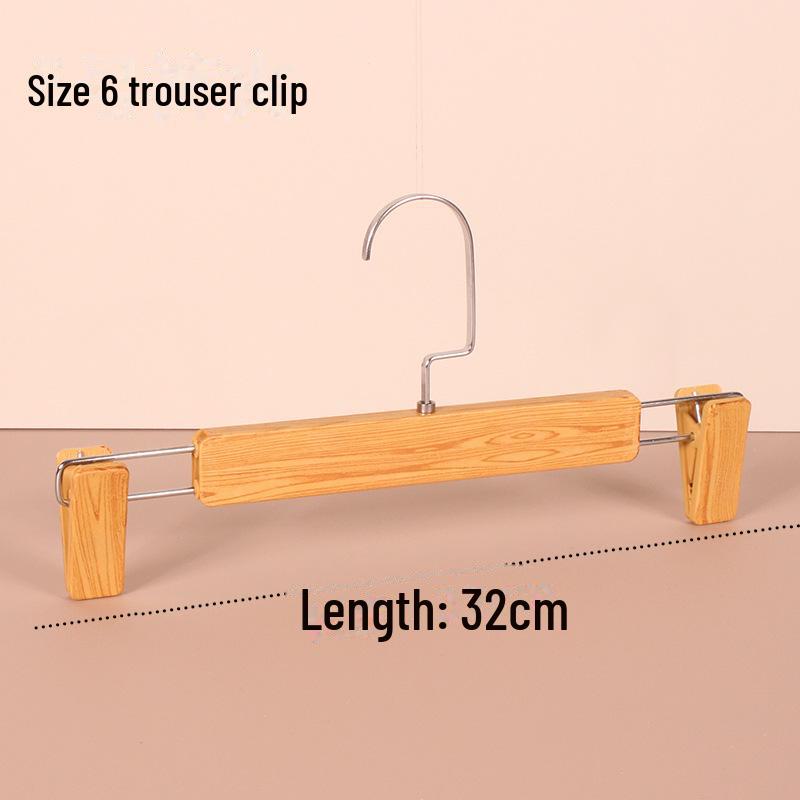 Thickened Non-Slip Imitation Beech Wood Grain Hanger with Pants Clip for Women's Clothing