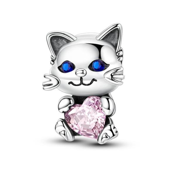 New 925 Silver Charms Beads Love Heart Pink Original Charm Pendant Fit Charm Bracelets DIY Jewelry Birthday Gift