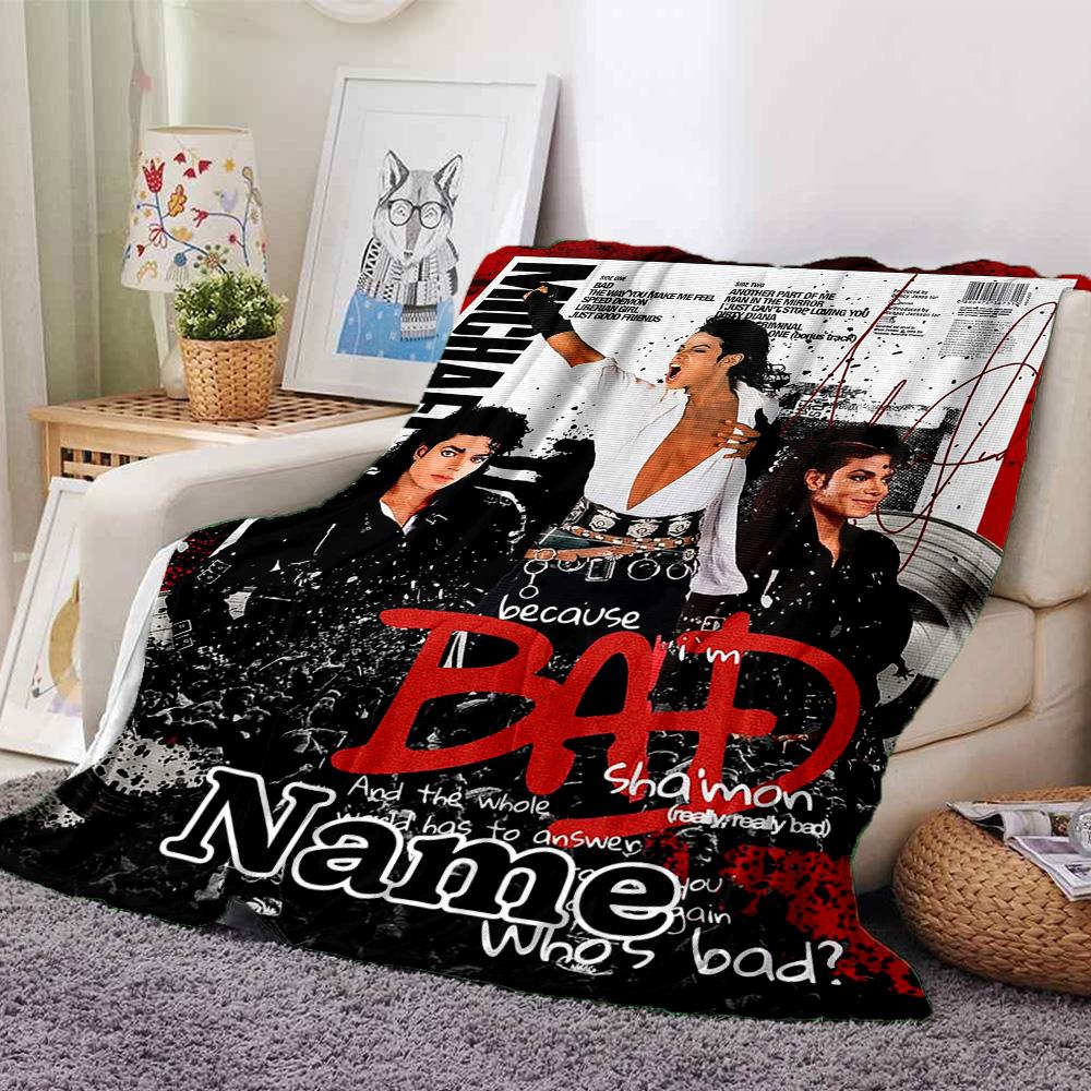 Custom Name Michael Jackson's Iconic Pose flannel Blanket for Super Soft Cute Comfort Blanket for Travel Bedding Couch Sofa Blanket