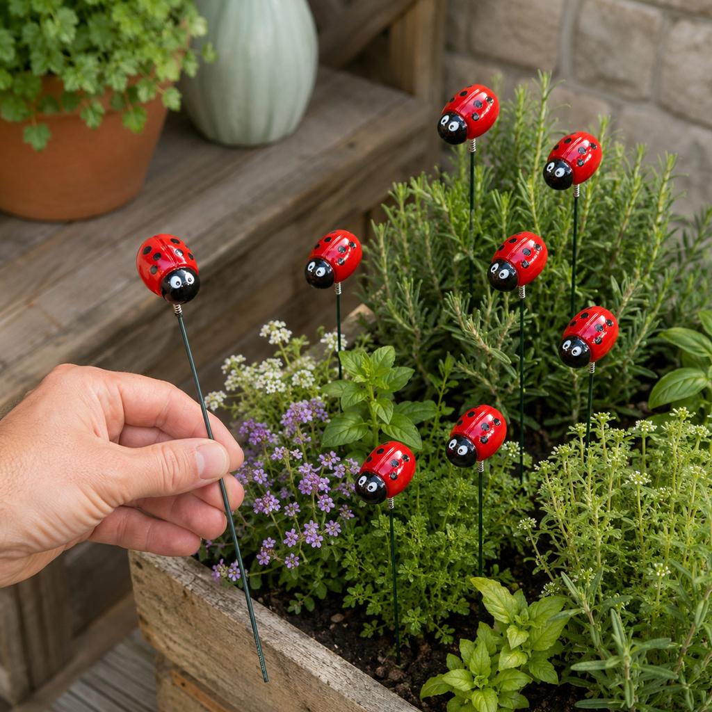 Outdoor Garden Decorative Stakes Set of 10 Insect Lawn Ornaments with Metal Rods for Yard Patio and Plant Decoration