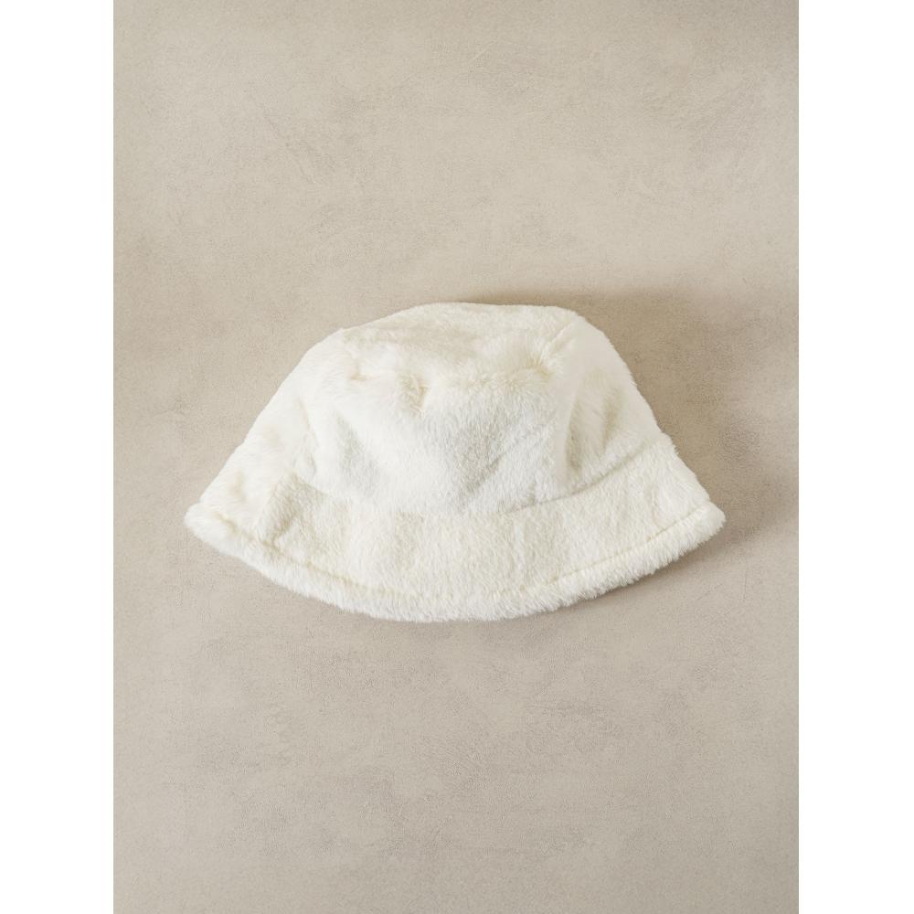 Daiso Soft Fur Bucket Hat Ivory