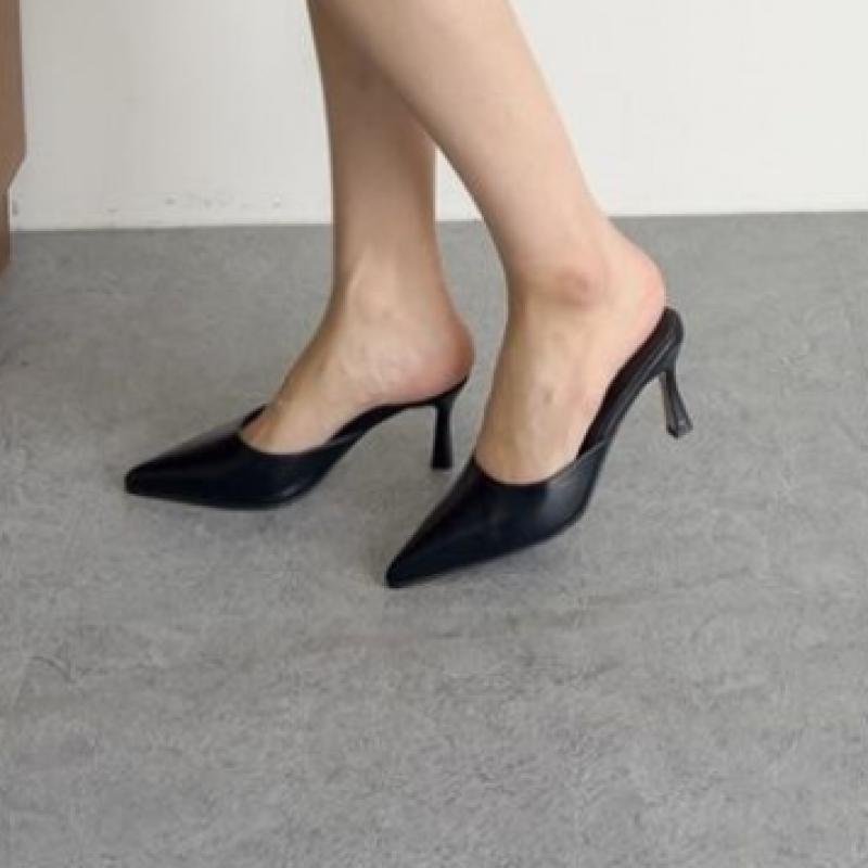 New ArrivalS Open Run Women S Middle Heel SlipperS backleSS ShoeS Office
