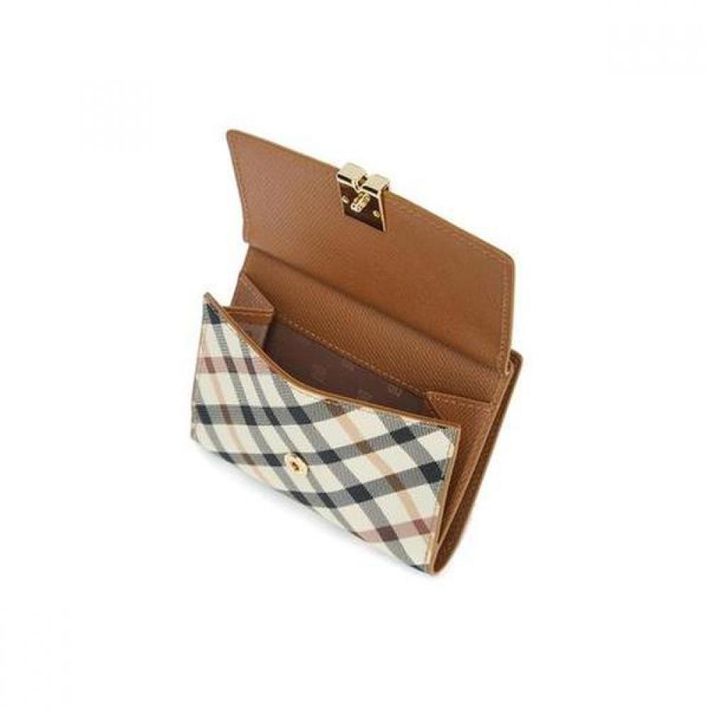 Daks Women S Brown Check Color Block Leather Wallet Dcwa1f428w2