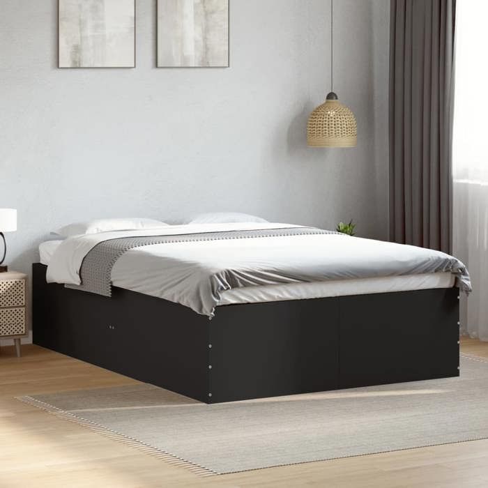 VidaXL Black Bed Frames 120x200 Cm Engineered Wood, Bedroom Furniture, Bed Base, Panel Bed, Bed, Bed 3280931