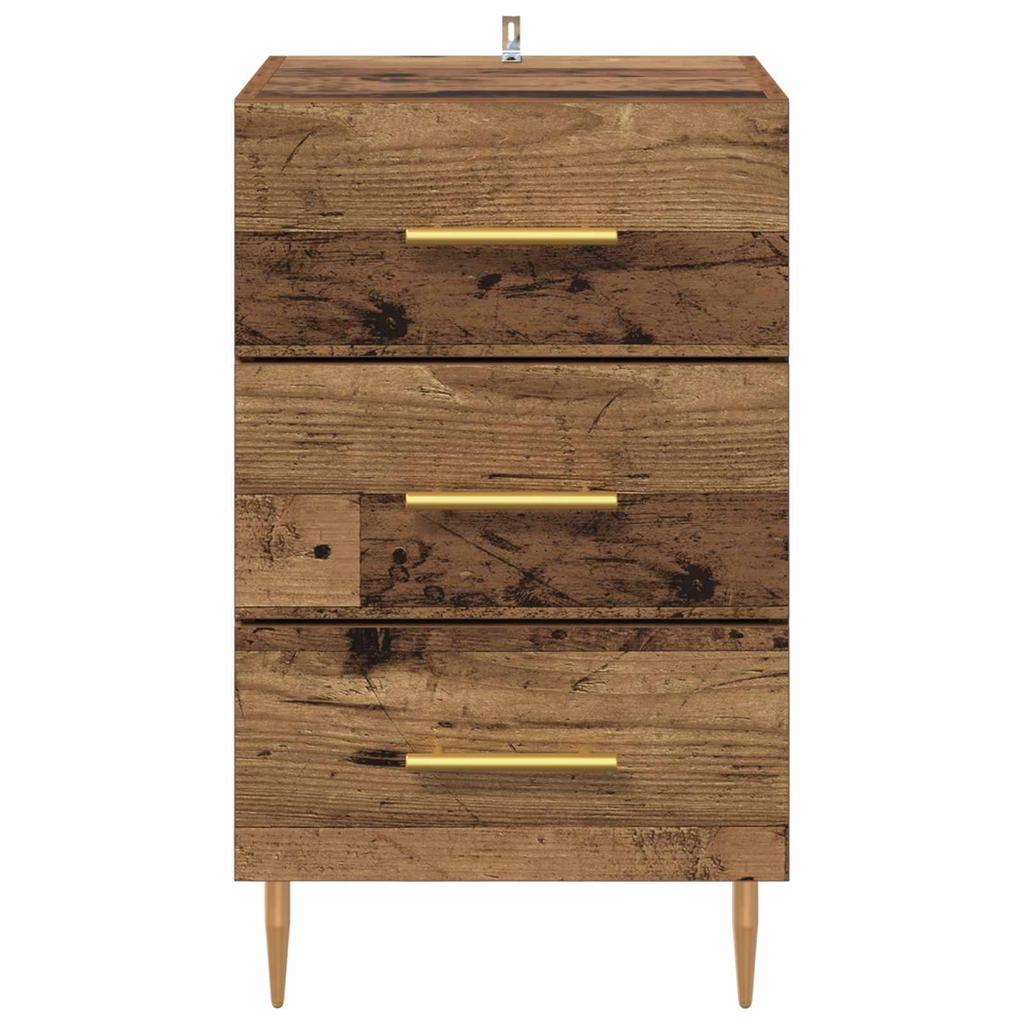 Nightstand with Drawers Reclaimed Wood Look 40 x 40 x 66 cm Engineered Wood