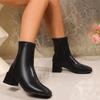 Fashion Side Zipper Women's Boots 2025 Spring and Autumn New Fashion Square Toe Solid Color Thick Heel Stitching Short-leg Fashion Boots
