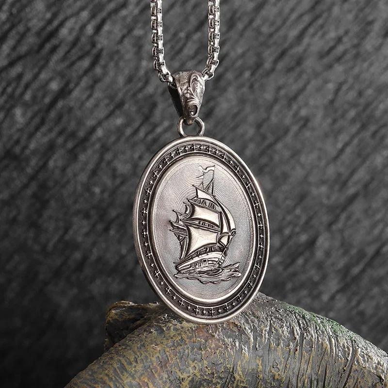 Sieben Engel Magischer Kreis Salomons Siegel Amulett Halskette Anhänger Herren Punk Retro Glücksbringer Schmuck