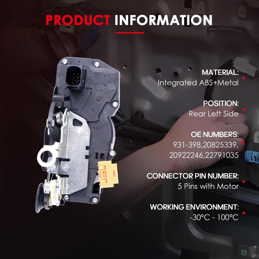 CCIYU Rear Left Driver Side Door Latch Lock Actuator Compatible for Cadillac CTS 2008 09 10 11 12 13 2014 Door Lock Actuators Replaces 931-398