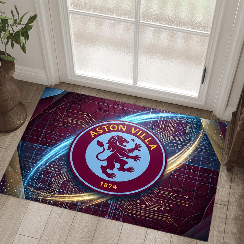 Aston Villa Football Design Crystal Velvet Carpet Cozy Non?Slip Printed Rug For Bedroom Living Room Entrance