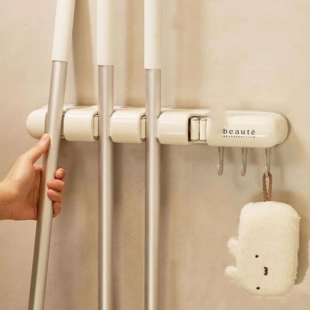 Mopp- und Besenhalter Mopphalter-Regal Mopphalter Wandmontage Starker Besenhalter Selbst mit 3 Haken Organizer zum Aufhängen von Besen