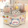 Large Capacity Rotating Pen Holder Thickened PP Desk Organizer for Students Multi-functional Storage Case with Non Slip Base