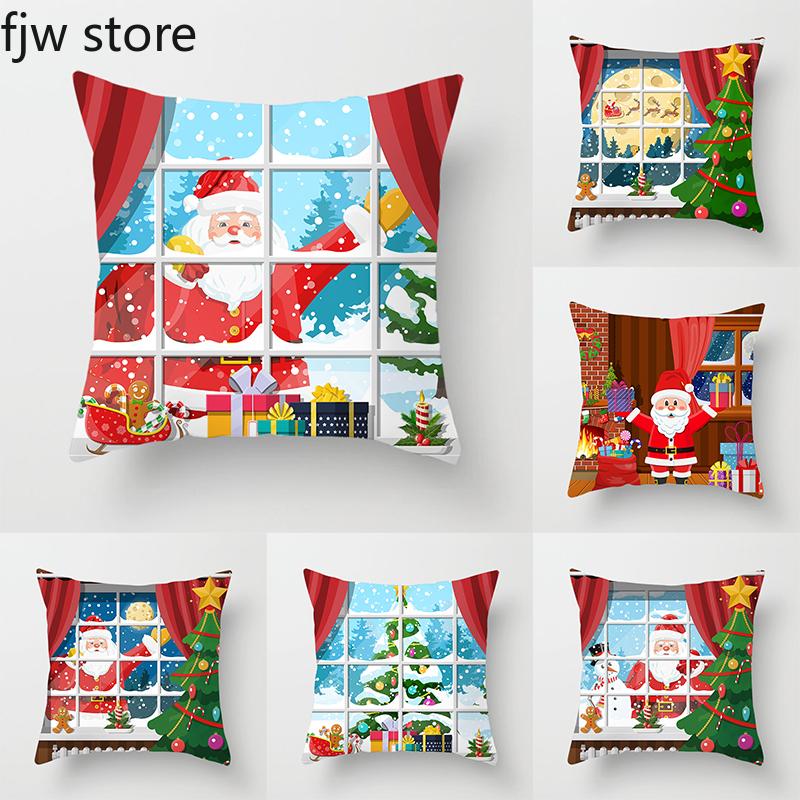 

Подарок с рисунком Санта-Клауса с принтом, наволочка, Рождественский Новый год, Декор, наволочка, домашний декор, чехол для дивана, стула