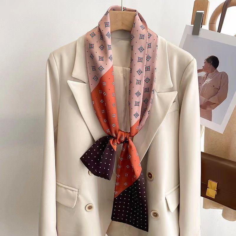 Big Brand Double-sided Printed Long Headband Silk Scarf Hin Scarf Ribbon Tie Bag Decoration Suit Scarf Waist Belt Multi Function