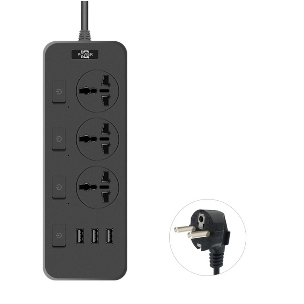 Universal Power Strips 2500W Flat Outlet Extender Cord Durable Electric Plug Socket  Home