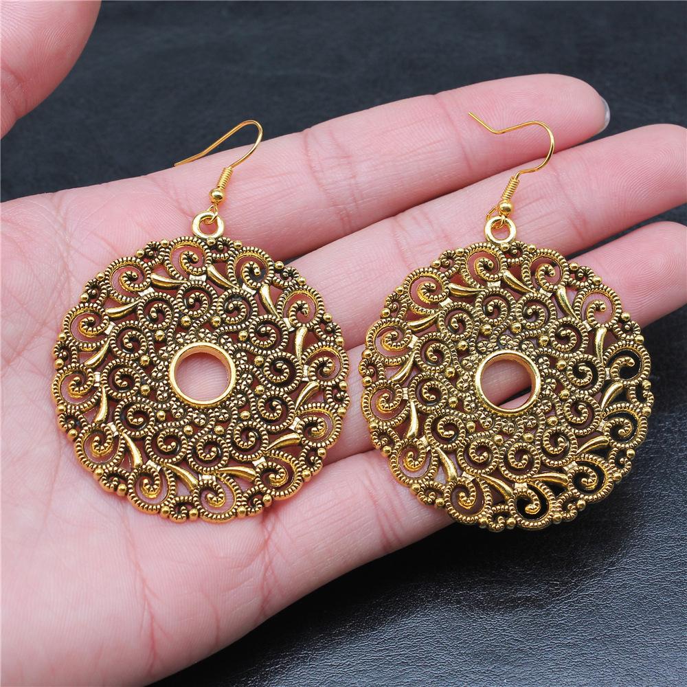 38 Styles Women Ethnic Style Jewelry Earrings Bohemia Carved Round Oval Waterdrop Flower Pattern Dangle Earrings Drop Earrings