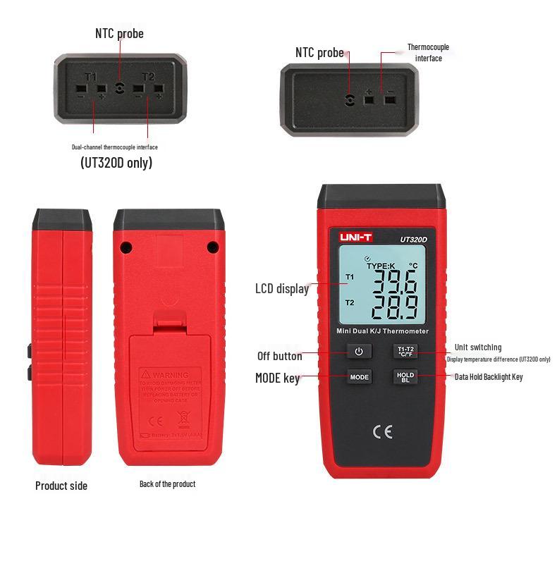 Uni-T UT320A/UT320D Cyfrowy Termometr Termoparowy Kontaktowy