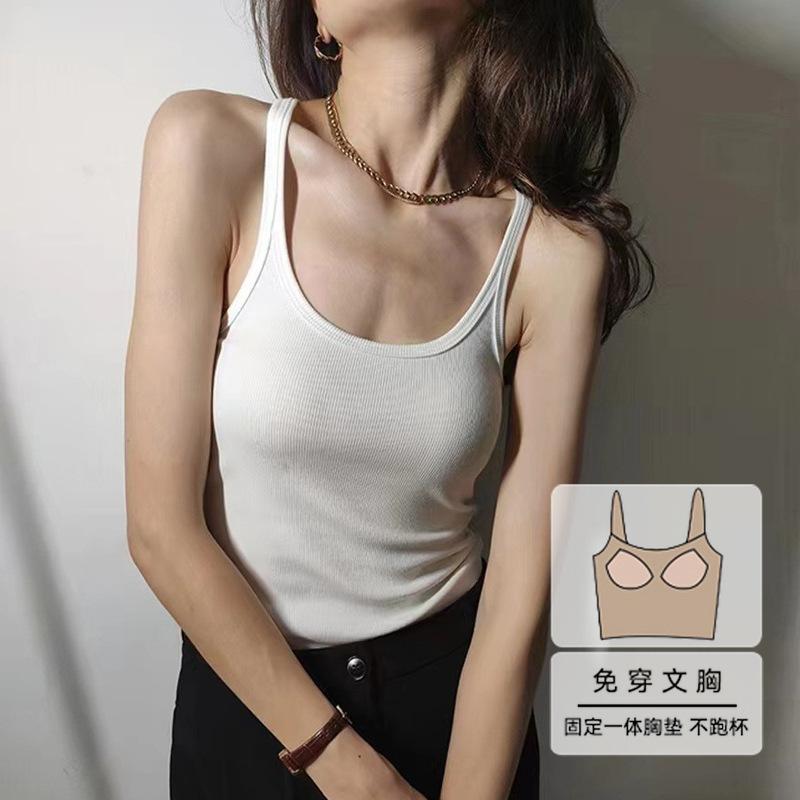 Selection of High Elastic Threaded Cotton Summer Clothes, New Spice Girl Sling Vest, Women's I-shaped Inner and Outer Wear, Beautiful Back Top