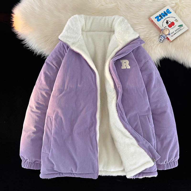 Dwustronna bawełniana odzież z wełny jagnięcej Męskie i damskie kurtki sztruksowe Jesień i zima Nowe pary Pogrubiona ciepła odzież bawełniana Męska