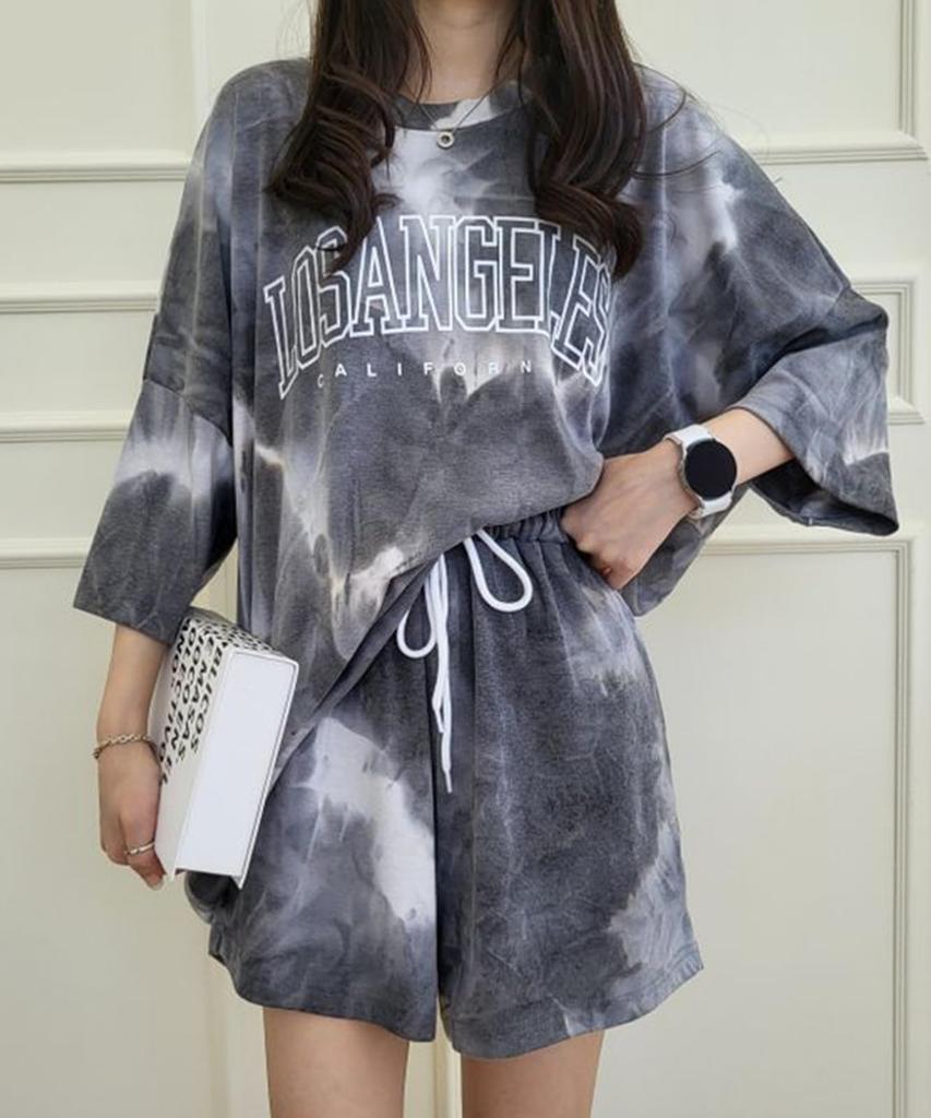 Doors Print and Shorts Oversized Lightweight Summer Cute Korean Thin Loose Perfect for and Cool Size Women's Tie-Dye T-Shirt Set, Fit, Wear,