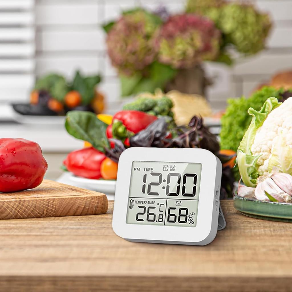 aninako Clock Digital Clock Splashproof Waterproof Timer Thermometer Hygrometer Digital Stand Wall Hanging Digital Clock Alarm LCD Display Bath Clock