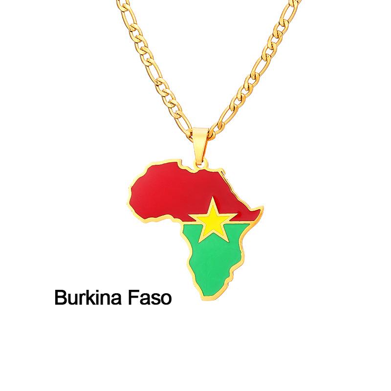 Collar con Mapa de Esmalte Africano: Colgante Geométrico de Acero de Titanio, Joyería Estilo 2022.