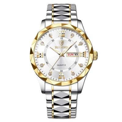 RORIOS Date Quartz Christmas Gold White A Men's Watch, Multifunctional, Display, Watch, Luminous, Lightweight, Waterproof, Work, Commuting, Stylish,