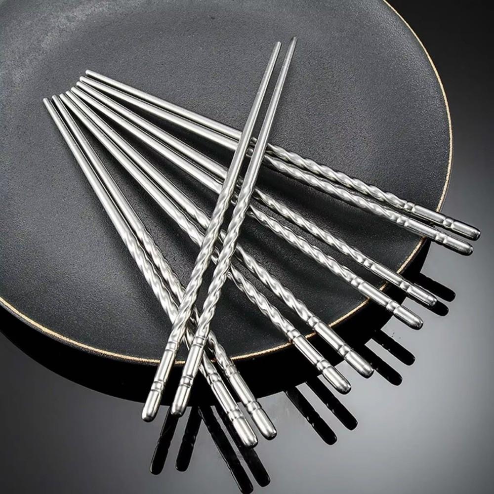5 pairs Reusable Chinese Chopsticks Non-slip Metal Chop Sticks Sushi Chopstick  Cutlery Sets