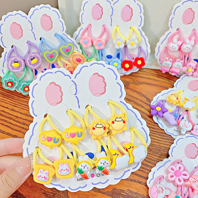 10pcs Cute Bow Elastic Hair Band Cartoon Girls Hair Rope Cute Ponytail Holder Hair Ties Rubber Band Children Hair Gum Scrunchies
