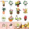 Different Styles 1:12 Dollhouse Miniature Flowers Mini Potted Plant Flower Pot DollHouse Decor Bonsai Model Garden Home Ornament