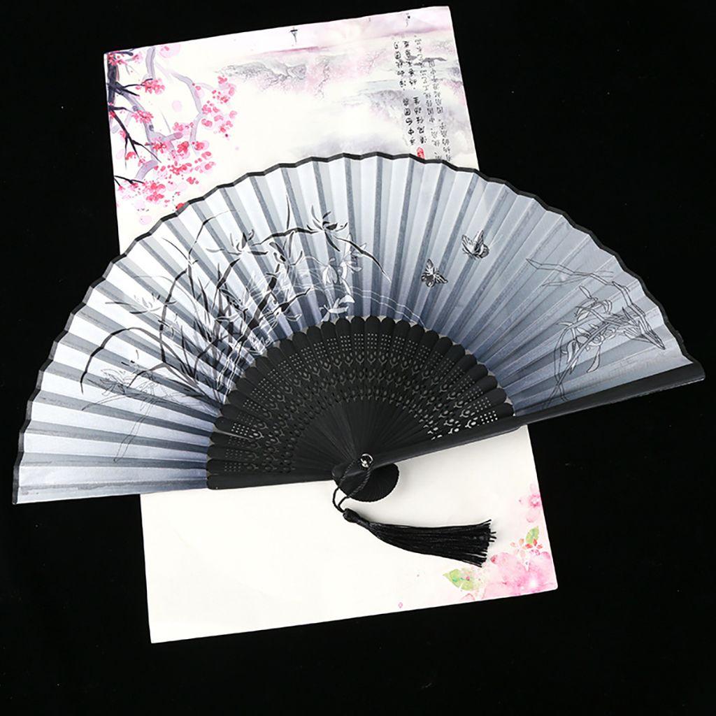 Style Summer Gift Handmade Bamboo Wooden Fan Crafts Folding Fan Dance Hand Fan Home Decoration