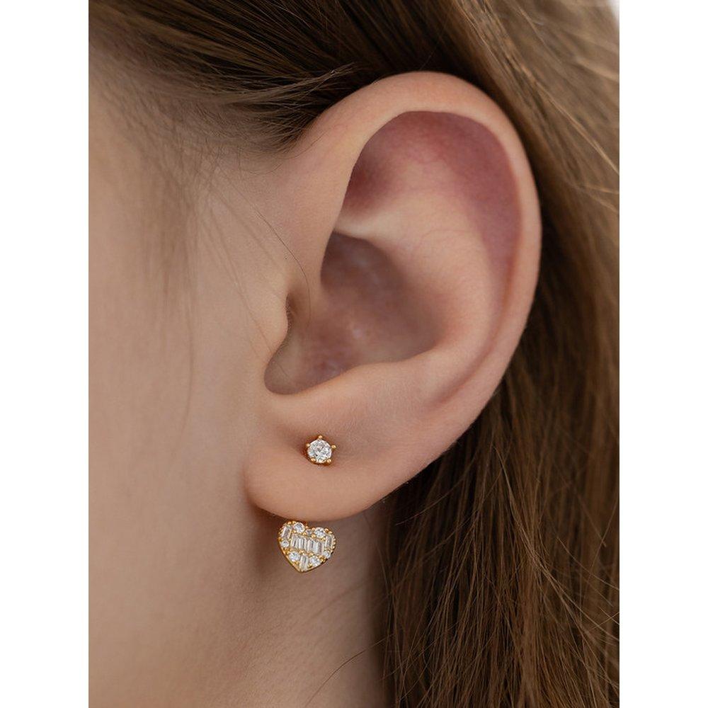 (925 Silver) Briolette Heart Ear Jacket Earrings Ec3175