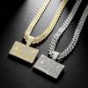 Men's Trendy Streetwear Diamond-Covered Bank Card Tag Pendant Necklace with Cuban Chain