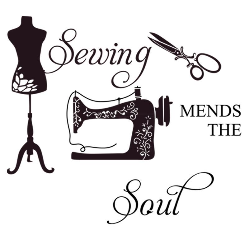 

Черные Буквы Ностальгический Магазин Одежды Швейная Машина Ножницы Наклейка на Стену Украшение Гостиной Спальни Липкая Картина чёрный