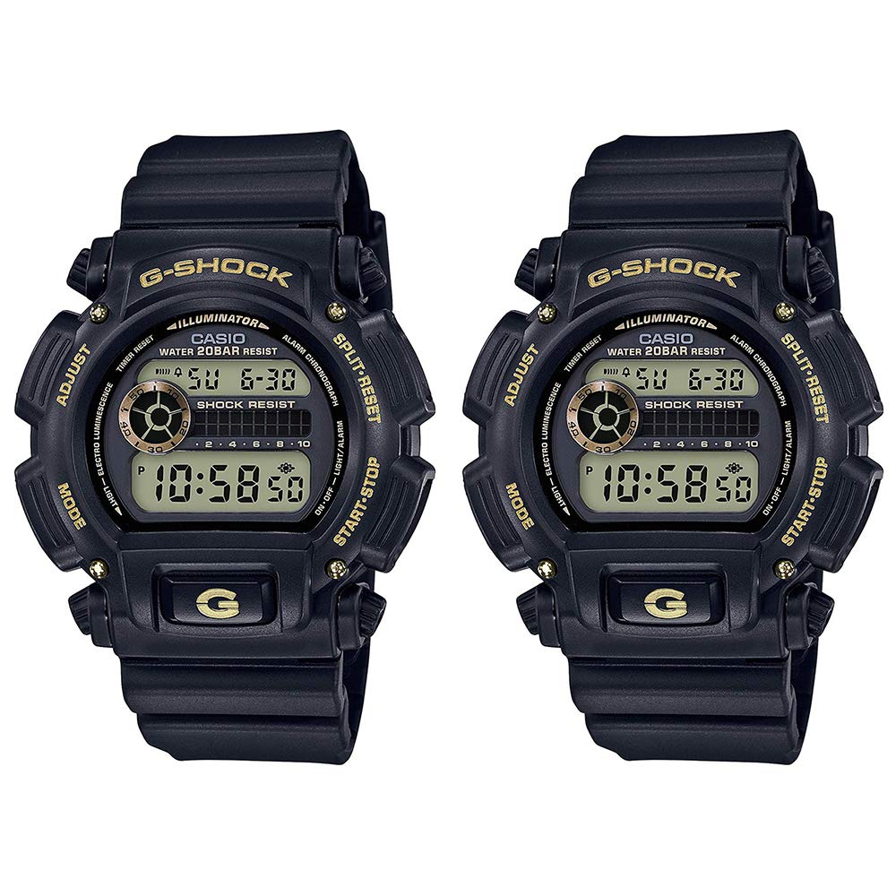 

Набор из 2 пар часов CASIO одинакового размера, цифровые, золотые и черные, водонепроницаемые, 20 АТМ, часы Overseas Model [Casio] G-Shock G-Shock
