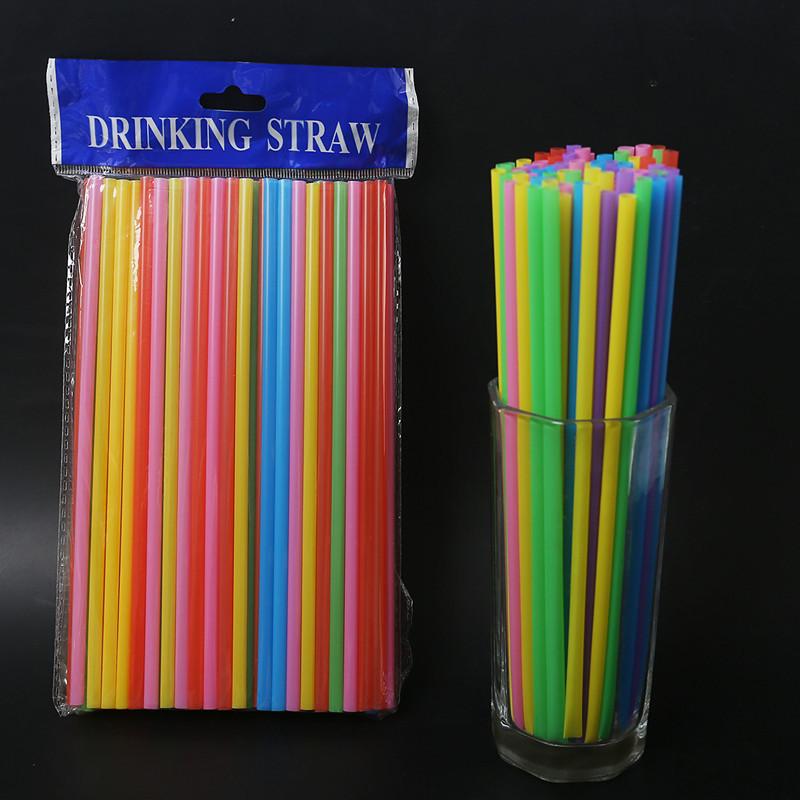 100 Extra Long Bendable Colorful Plastic Straws for Juice, Milk, Tea