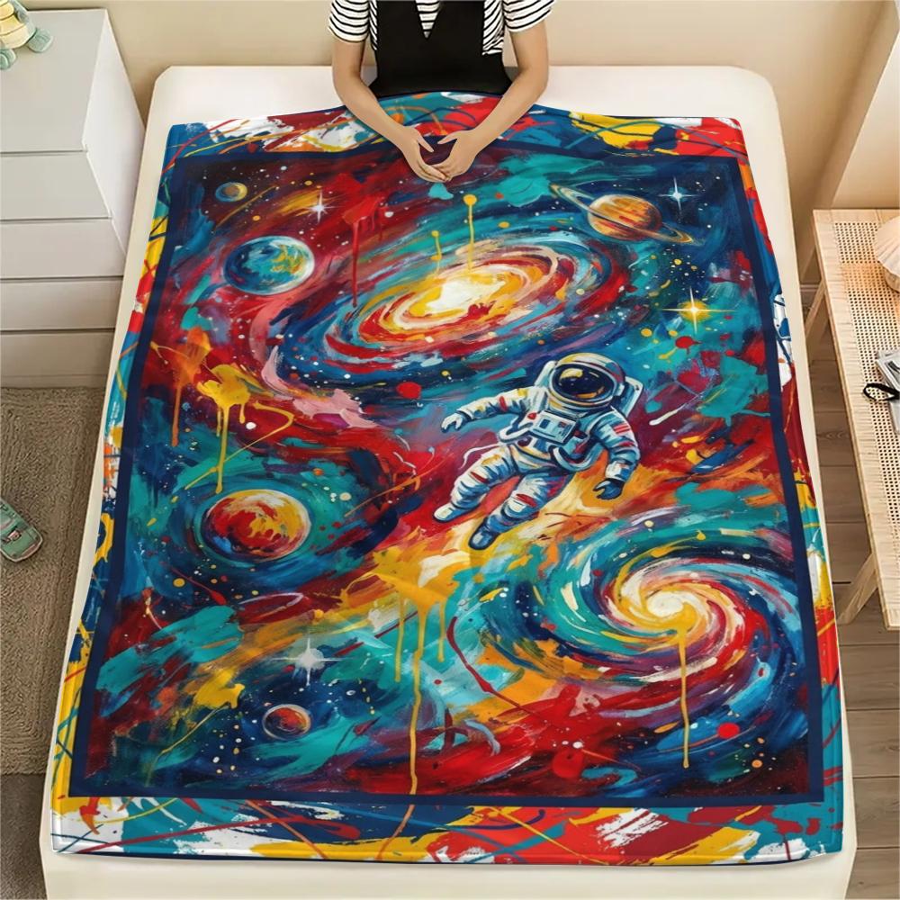 1 Stück Flanelldecke mit Weltraum-Print, Hohe Qualität, Bequem für alle Jahreszeiten, Heimdekoration, Wärme und Komfort, Perfekt für Weihnachtsgeschenke W161