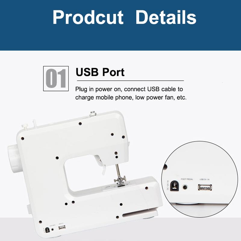7.2W Mini Electric 12 Stitches Sewing Machine Household Multifunction Double Thread And Speed Free-Arm Crafting Mending W/ LED Light
